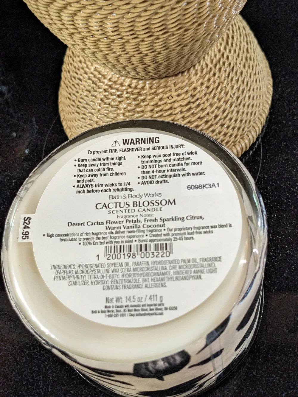 Bath & Body Works Woven Basket Candle Pedestal W/3 Wick Cactus Blossom Boho Chic - Picture 6 of 6